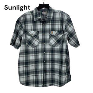 Carhartt Mens Relaxed Fit Plaid Short-Sleeve Button-Down Shirt SZ L -Western